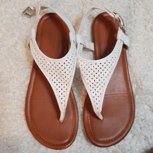 White flat sandals